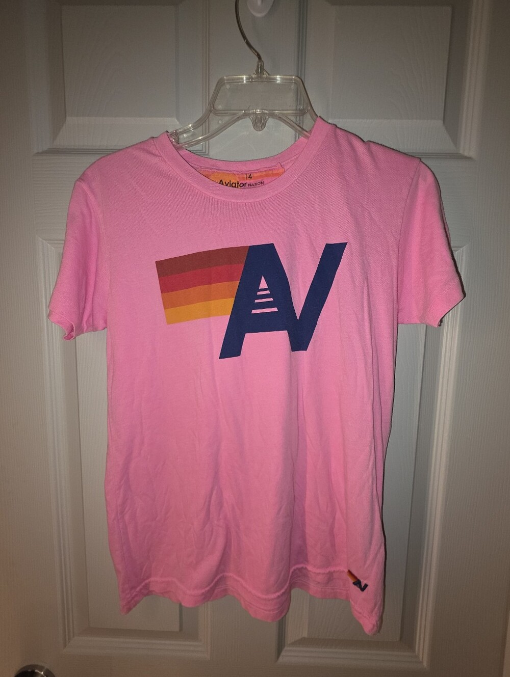 Aviator Nation Big Kids Pink Logo Tee Size 14